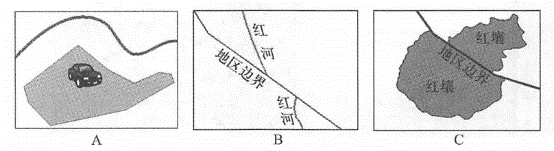When multiple sources of data with different spatial precisions or different semantics are put together, the differences between them become very obvious: (A) Due to the difference in accuracy, on the map, a car is driving on the lake; (B) Due to inconsistent accuracy, the same river cannot be well connected on the regional boundary; (C) Due to semantic heterogeneity, the same soil type cannot be strictly aligned on regional boundaries