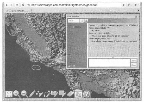 Chat application interface based on Web map. (Acknowledgement: U.S. Geological Survey)