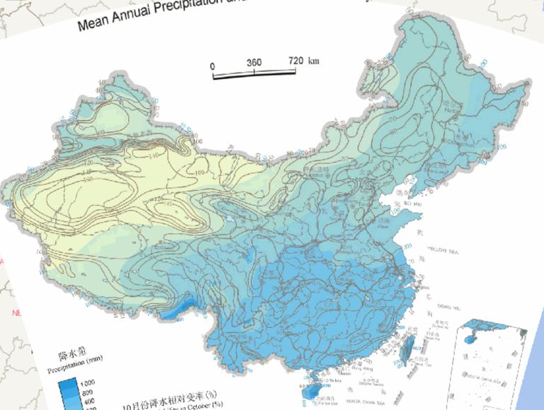 Online map of the relative change rate of autumn precipitation and precipitation in China over the years