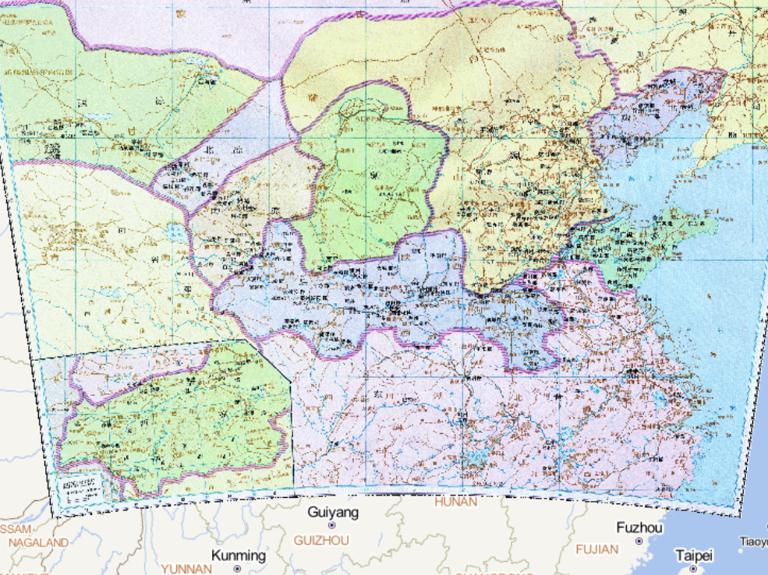 The historical map of  Qin, Wei, South Liang, North Liang, west liang, south yan, Xia, West Qin, North Yan during in the Sixteen countries period