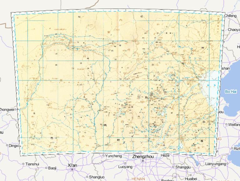 Historical map of Zhao state and Zhongshan state during the Warring States period in China