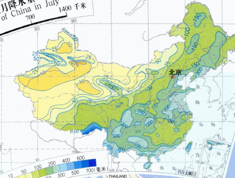 Online precipitation for July in China